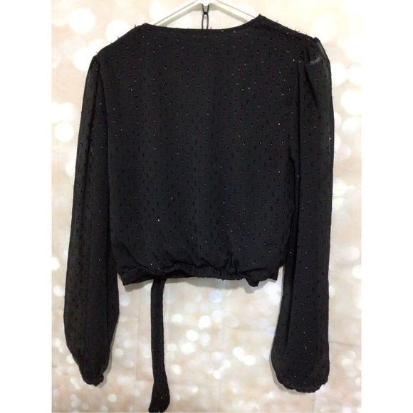 Blue Rain Deep V Blouse Size Medium Bead Accents - Picture 4 of 10